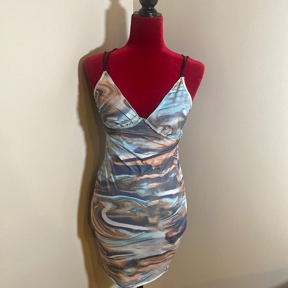 SHEIN Body-con Multicolor Mini Marble Print Cami Dress - Picture 3 of 7